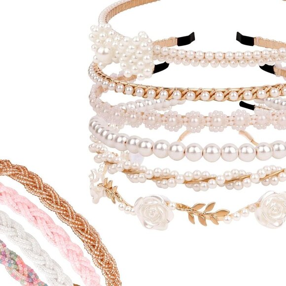 10Pcs Pearl Beaded Metal Headbands for Girls Women Elegant Hair Accessories main image 7
